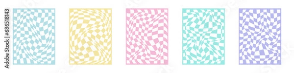 Fototapeta Set isolated abstract poster made of squares background groovy.y2k aesthetic.Retro psychedelic.Vector stock illustration.