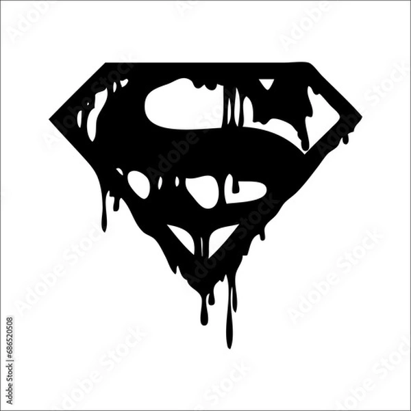Fototapeta Superman's Might Black Vector Art with Distressed Paint Style