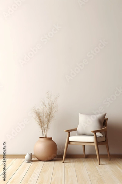 Obraz Home mockup, minimalist decorated interior background 3d render. generative ai.
