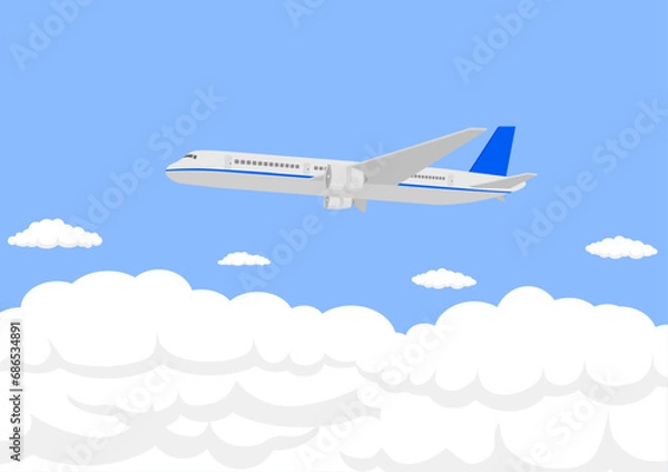 Fototapeta 雲の上を飛ぶ飛行機