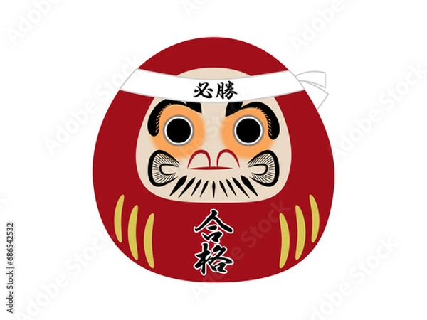 Obraz 必勝はちまきをした合格祈願の縁起物のだるま