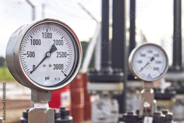 Fototapeta Closeup of manometer on site