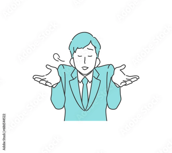 Fototapeta やれやれのポーズをするスーツの男性のイラスト
