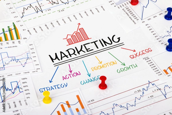 Fototapeta marketing concept with financial graph and chart