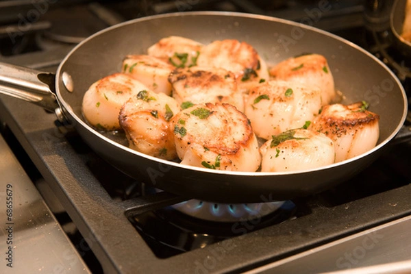 Obraz Scallops cooking on the stove