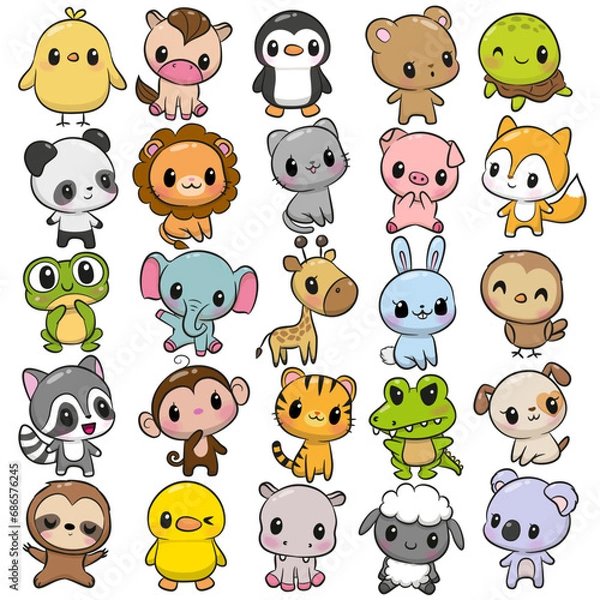 Obraz Cute Animals on a white background