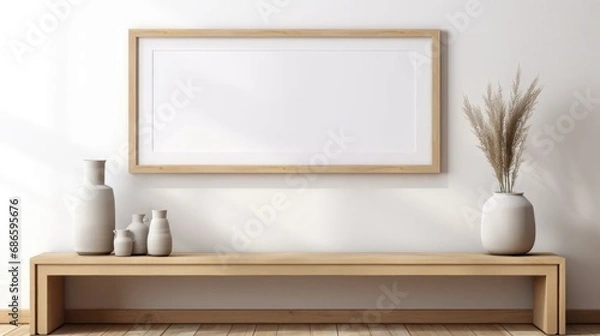 Fototapeta Blank Canvas: Elevate your presentation with an empty photo frame isolated on a white background.