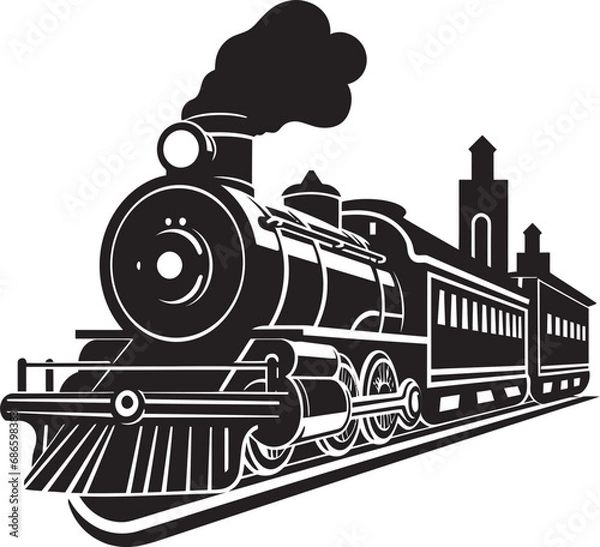 Fototapeta Historic Transport Lines Vector Black Design Black Vector Vintage Rails Icon