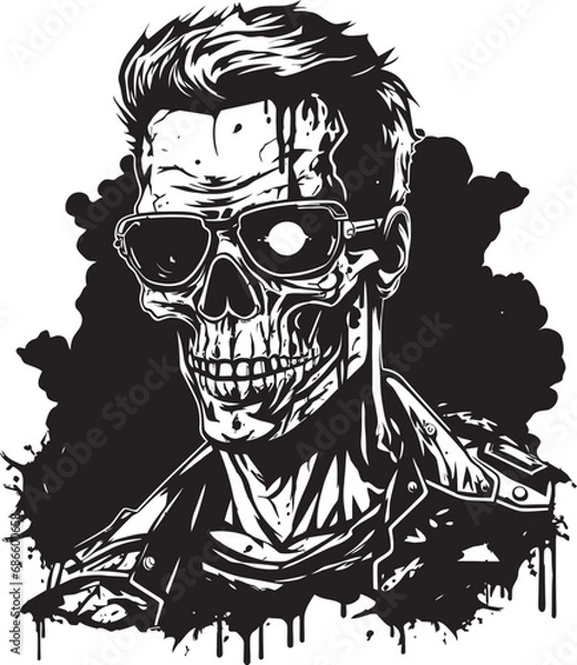 Obraz Zombie Cyborg Interface Vector Icon Cybernetic Undead Vector Design Icon