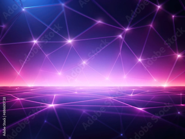 Fototapeta Abstract technology geometric background with connected fractal design.