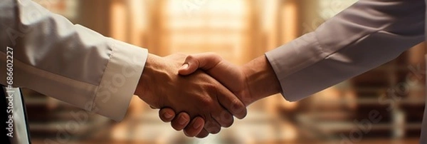 Obraz Doctor in white coat shaking hands