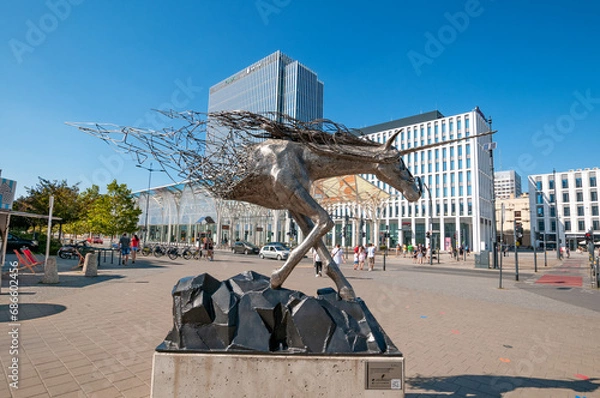 Obraz Unicorn monument in Lodz, Lodz Voivodeship, Poland