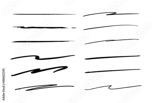 Obraz 色々な手書きの線　素材　