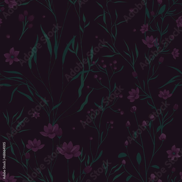 Obraz Floral vector pattern on a dark background