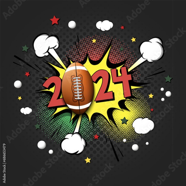 Fototapeta Happy New Year 2024 and football ball