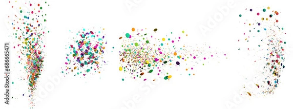 Fototapeta A vibrant display of multicolored confetti scattered across a clear transparent backdrop, creating a festive atmosphere.