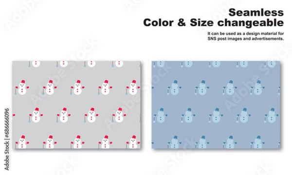 Obraz 雪だるまをモチーフにした背景パターン、シームレス、グラフィック素材、ベクター