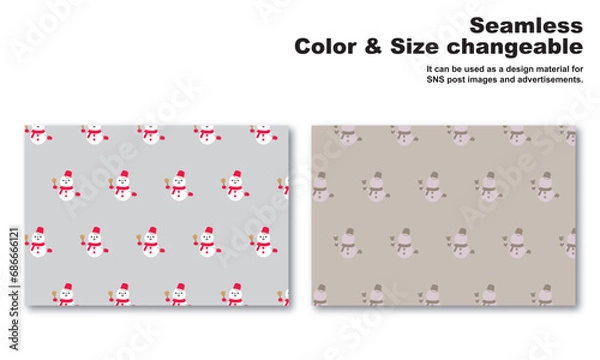 Obraz 雪だるまをモチーフにした背景パターン、シームレス、グラフィック素材、ベクター