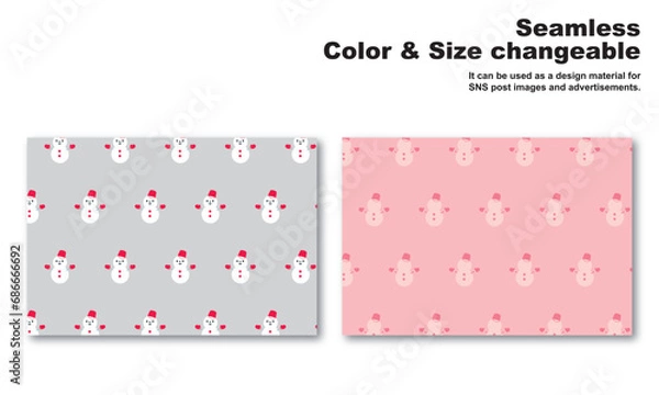 Obraz 雪だるまをモチーフにした背景パターン、シームレス、グラフィック素材、ベクター