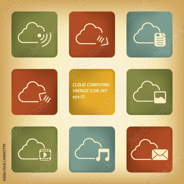 Fototapeta Cloud computing icons set in modern flat design