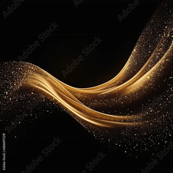 Fototapeta black and gold background, curve, line, luxury,