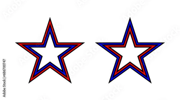 Fototapeta Black, red and blue star stripe icons set vector. Collection of stars shape logo illustration isolated on white background.
