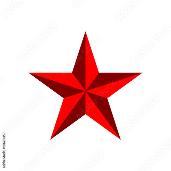 Fototapeta Red Christmas star icon illustration vector. 3d star shape logo isolated on white background.