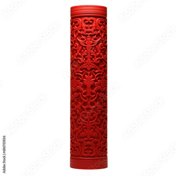 Fototapeta chinese red pillar. isolate on transparent background. lunar chinese new year decoration