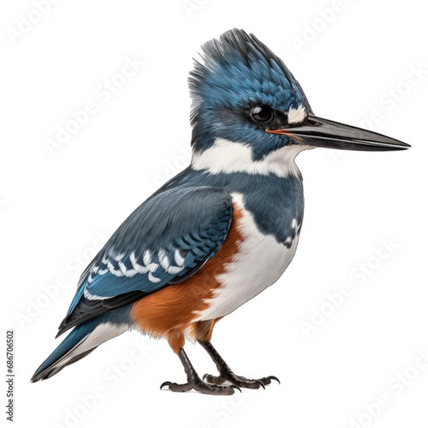 Fototapeta Belted Kingfisher isolated on transparent background