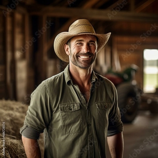 Obraz farmer near the barn