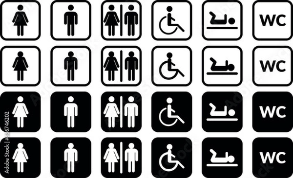 Obraz Symbole wc. Ikony oznaczające toalety. 