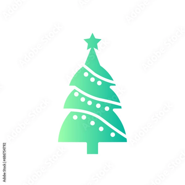 Fototapeta Christmas tree gradient icon