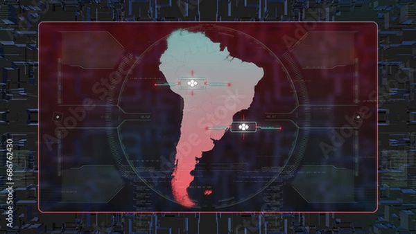Obraz South America Digital HUD UI Map