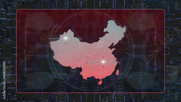 Obraz China GPS Digital HUD UI Map