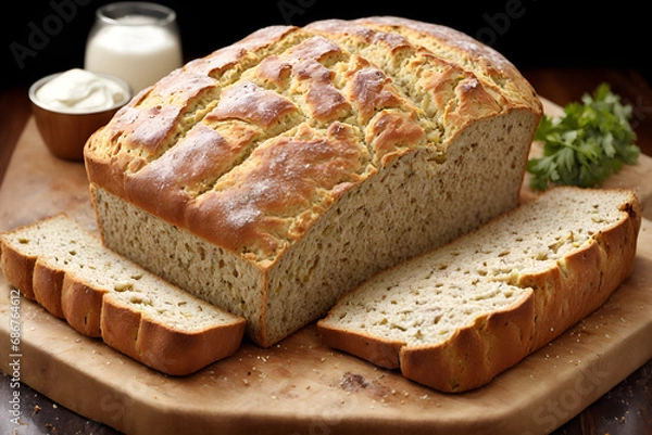 Obraz sliced bread on a wooden board