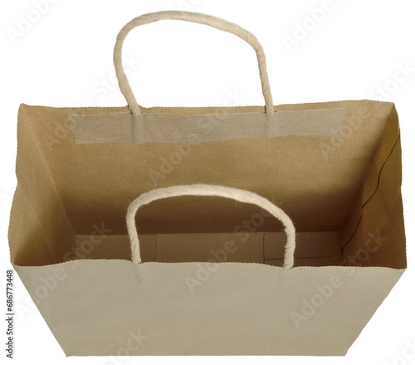 Obraz Paper bag on transparent background, top view