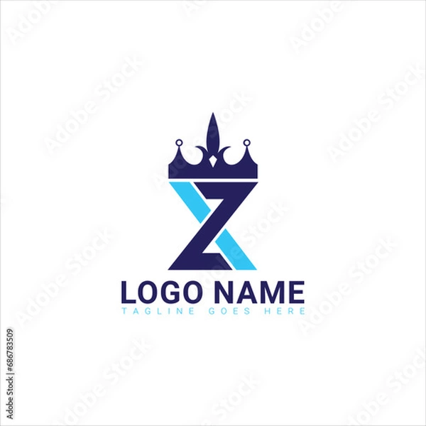 Fototapeta Simple Stylish XZ ZX Crown Monogram Logo Design.