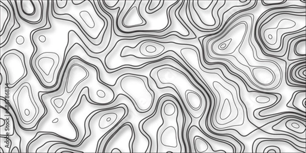 Fototapeta Sea depth topographic landscape surface for nautical radar reading. Topography grid map. Stylized topographic contour map. Cartography mountain relief. Abstract lines or wavy backdrop background.	
