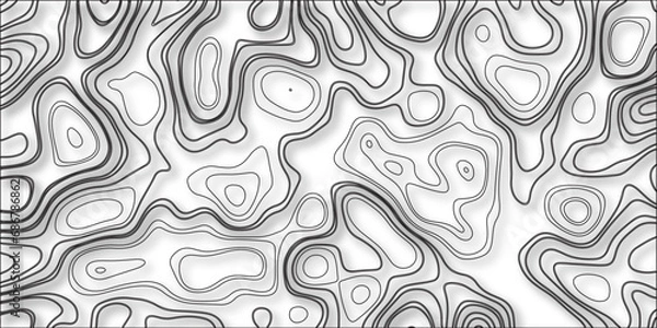 Fototapeta Sea depth topographic landscape surface for nautical radar reading. Topography grid map. Stylized topographic contour map. Cartography mountain relief. Abstract lines or wavy backdrop background.	
