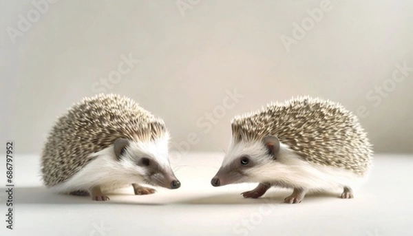 Fototapeta two hedgehogs facing each other, 16:9 widescreen background / wallpaper