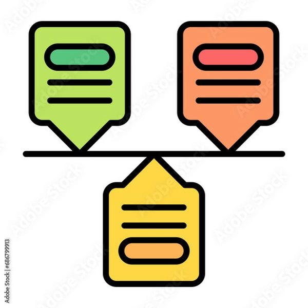 Fototapeta Trapezoid List Flat Multicolor Icon