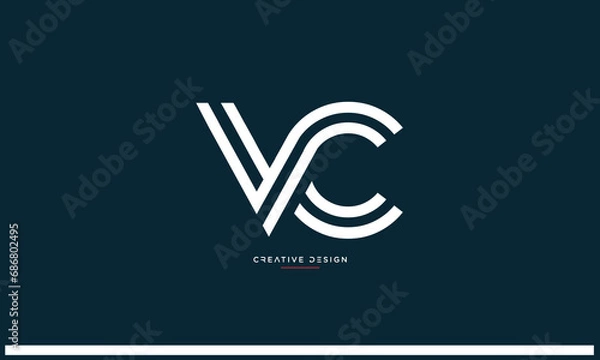 Obraz VC or CV alphabet letters logo monogram