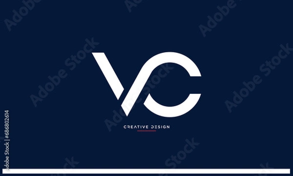 Obraz VC or CV alphabet letters logo monogram