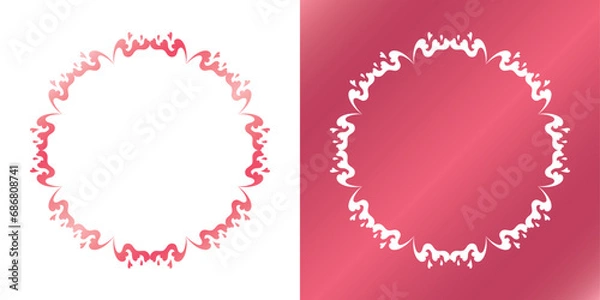 Fototapeta 素材_フレームのセット_春をイメージしたピンクの飾り枠。シンプルで高級感のある囲みのデザイン。字無