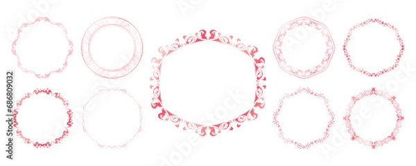 Fototapeta 素材_フレームのセット_春をイメージしたピンクの飾り枠。シンプルで高級感のある囲みのデザイン。字無