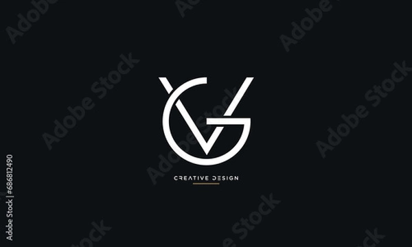 Obraz VG or GV Alphabet letters logo monogram
