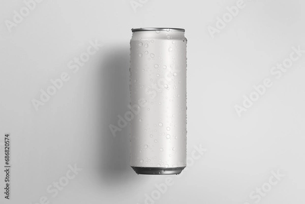 Fototapeta Realistic aluminium can mockup with water drops. soda can.