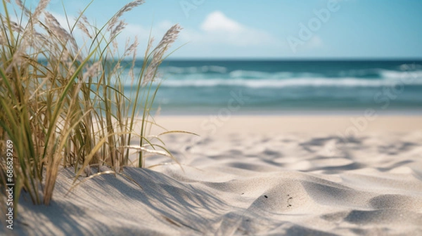 Obraz A beach with sand and blades of grass