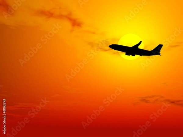 Obraz PLANE AT SUNSET