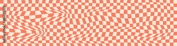 Obraz Psychedelic checkerboard, abstract groovy background in retro style 